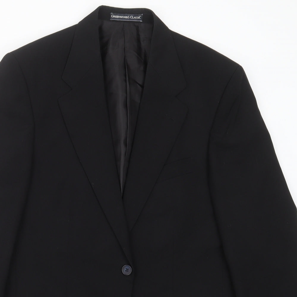 GREENWOODS Mens Black   Jacket Suit Jacket Size 38