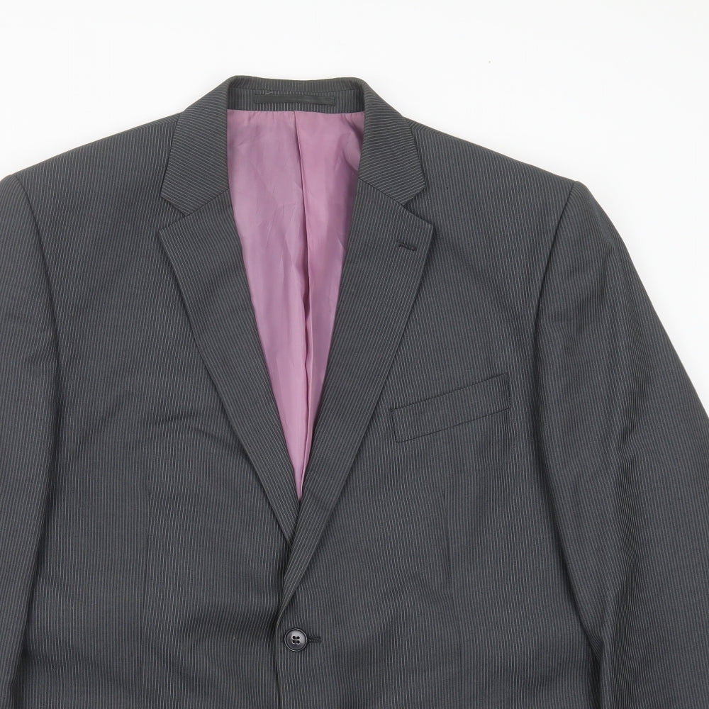 F&F Mens Grey Striped  Jacket Suit Jacket Size 44
