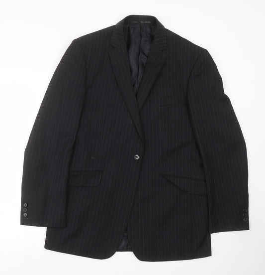 Burton Mens Black Striped  Jacket Suit Jacket Size 40