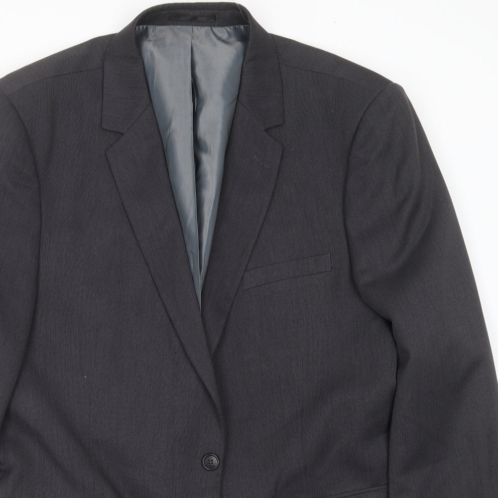 F&F Mens Grey Geometric  Jacket Suit Jacket Size 46