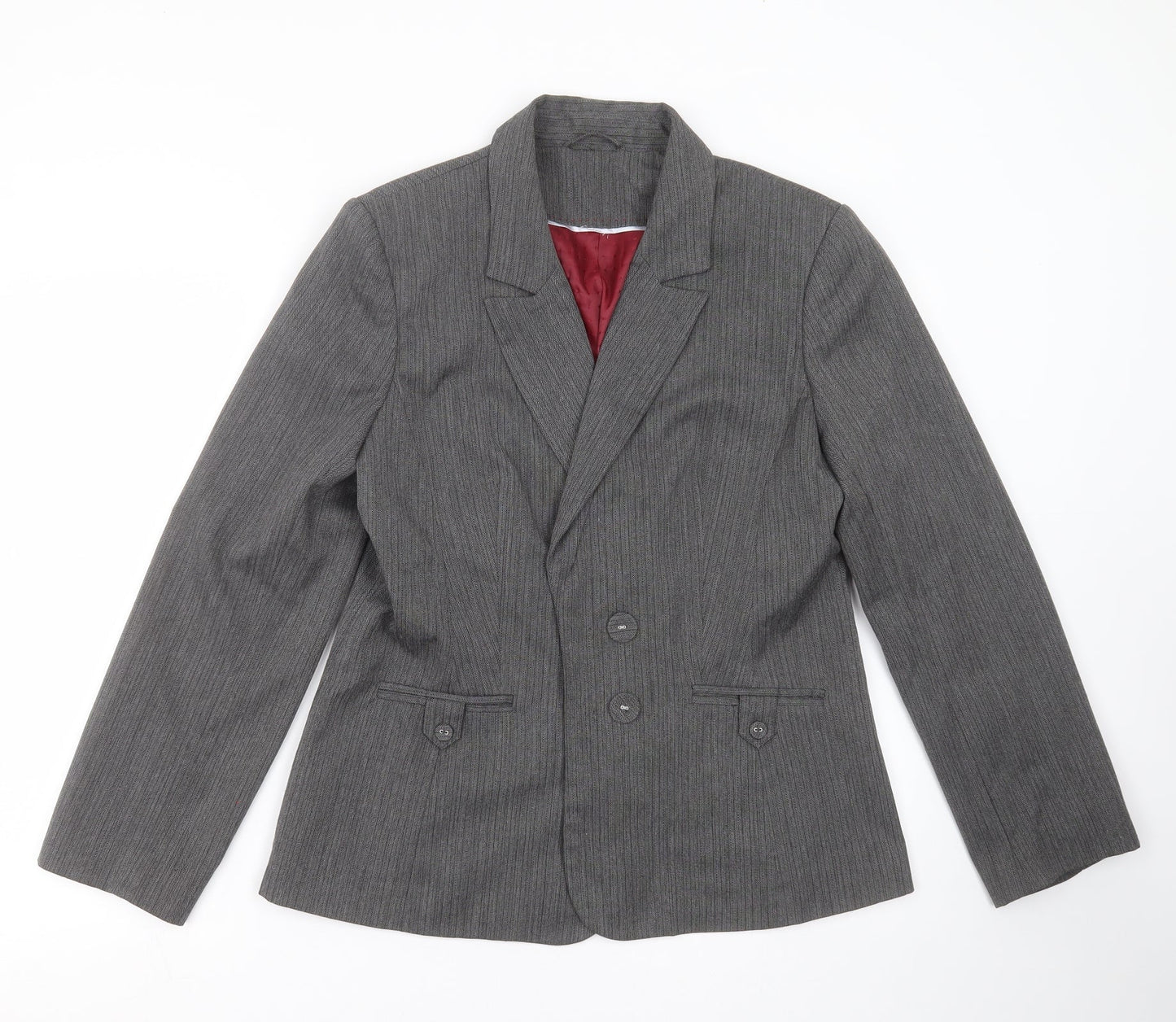 MARK ONE Womens Grey Herringbone  Jacket Suit Jacket Size 16