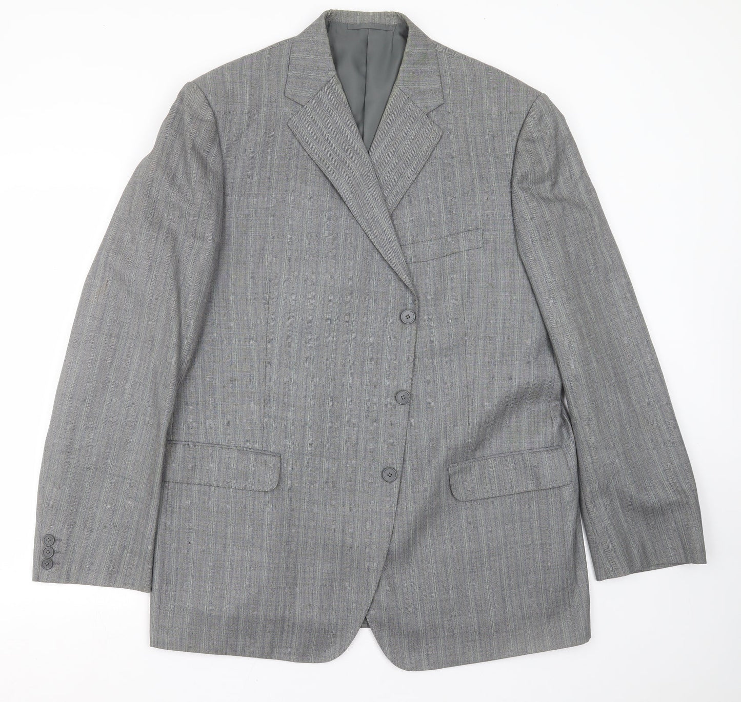 Coleman & Son Mens Grey Herringbone  Jacket Suit Jacket Size 48