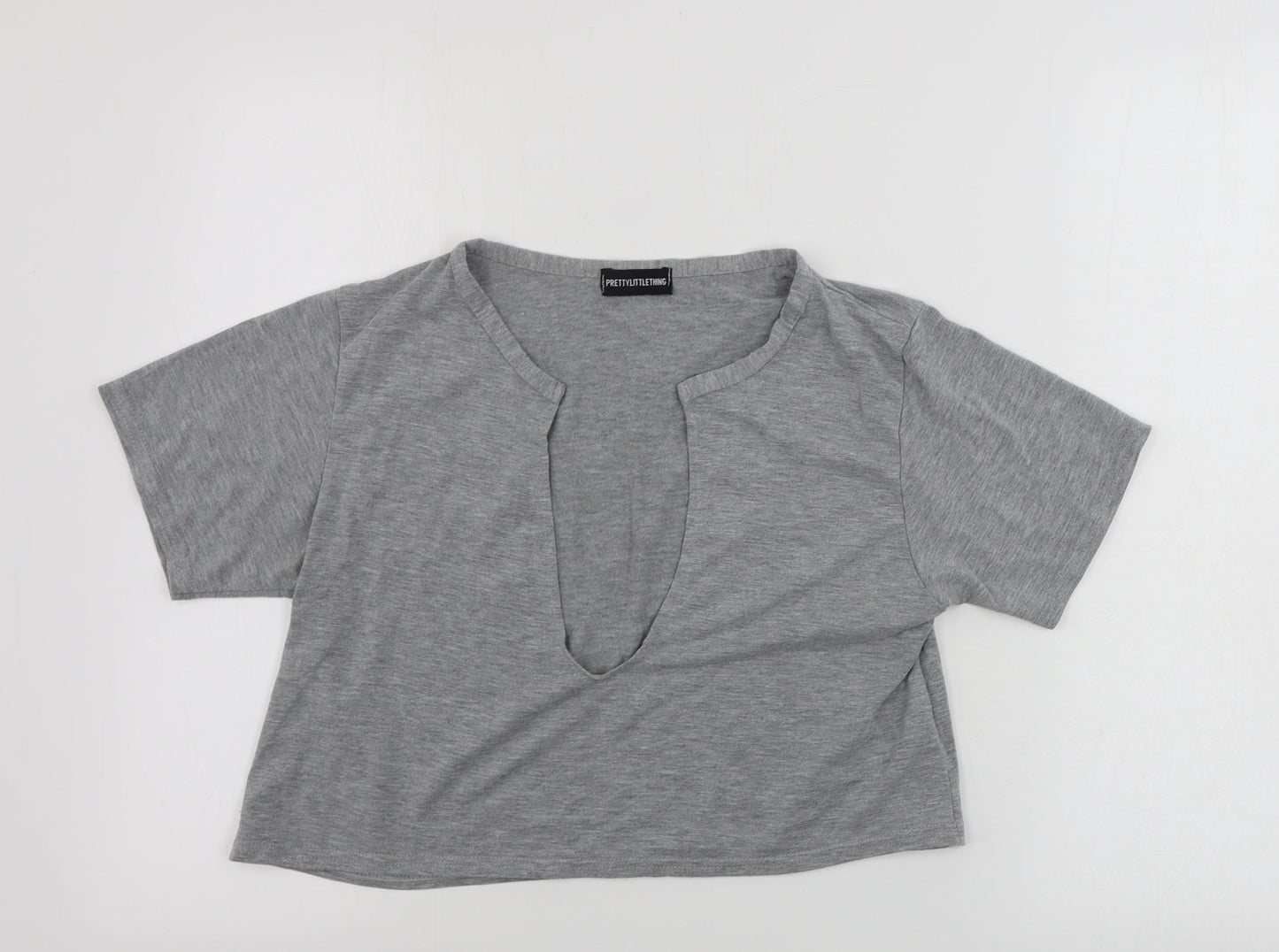 PRETTYLITTLETHING Womens Grey   Basic T-Shirt Size 12