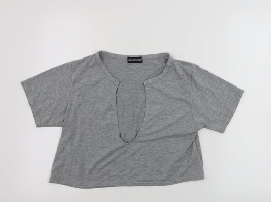 PRETTYLITTLETHING Womens Grey   Basic T-Shirt Size 12