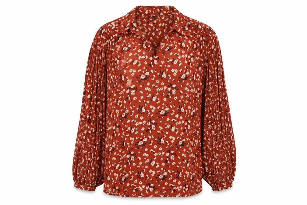 Selected Womens Orange Geometric  Basic Blouse Size 6