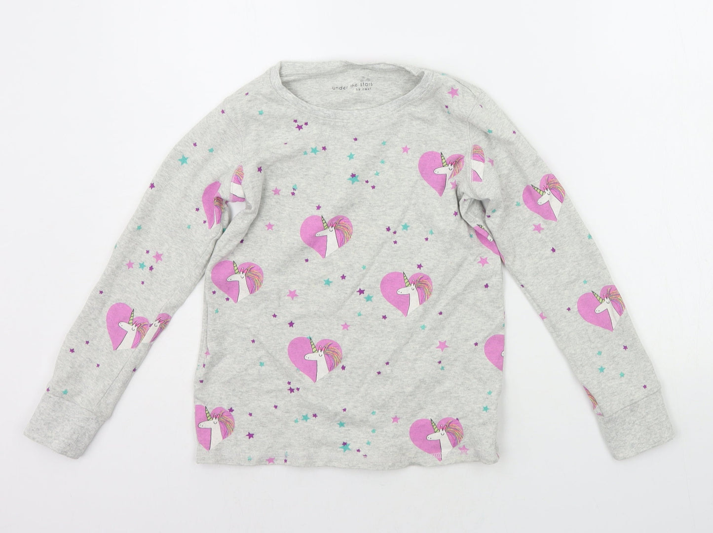 NEXT Girls Grey Floral  Top Pyjama Top Size 9 Years  - UNICORN
