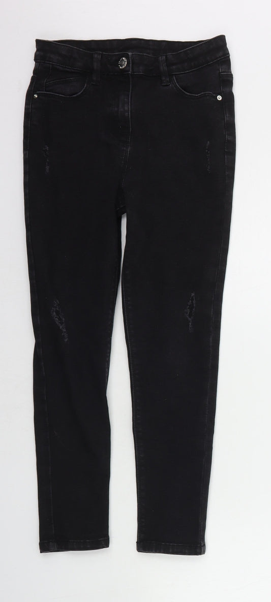 Matalan Girls Black   Skinny Jeans Size 9 Years - DISTRESSED