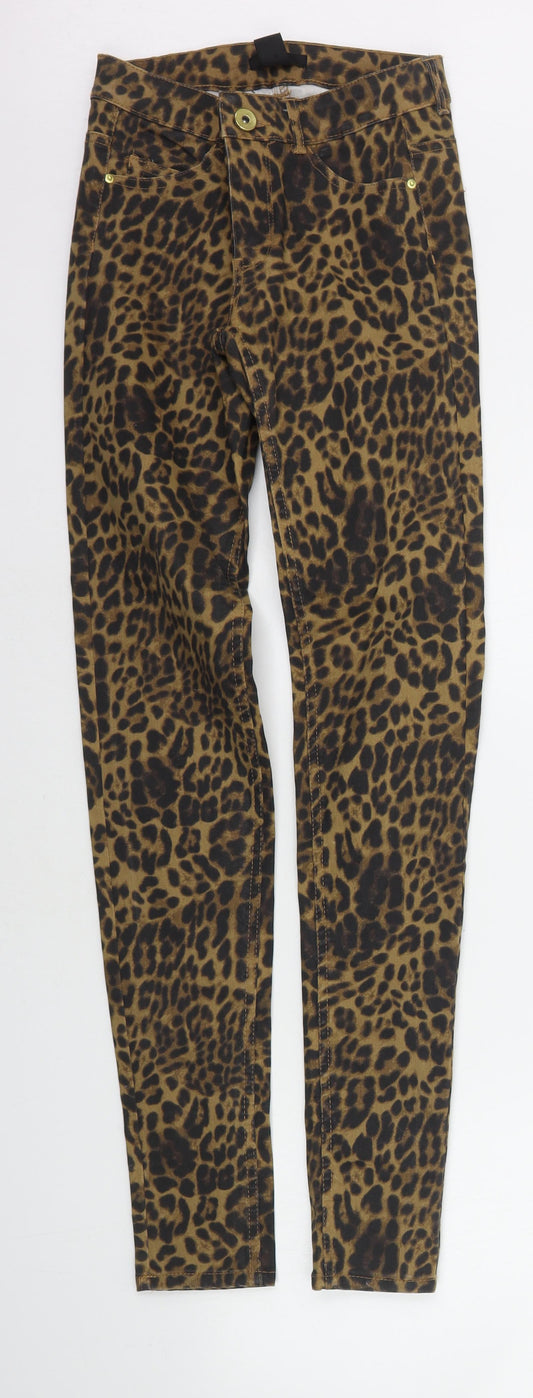 H&M Womens Orange Animal Print  Trousers  Size 6 L30 in