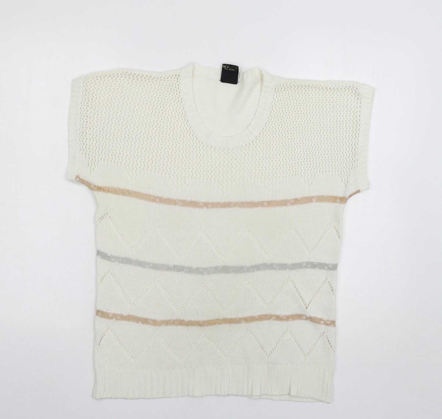 Anita Womens White Striped  Pullover Jumper Size L