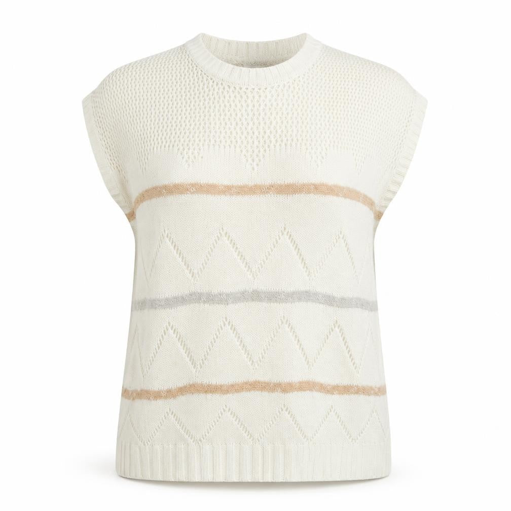 Anita Womens White Striped  Pullover Jumper Size L