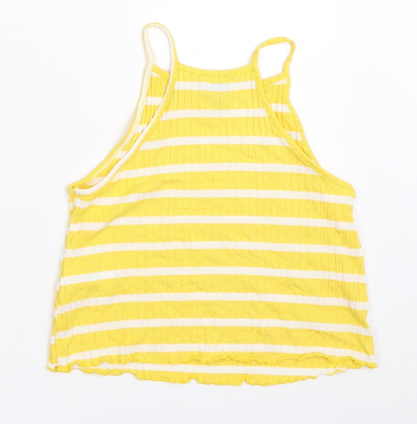 Primark Womens Yellow Striped  Cropped Tank Size 10