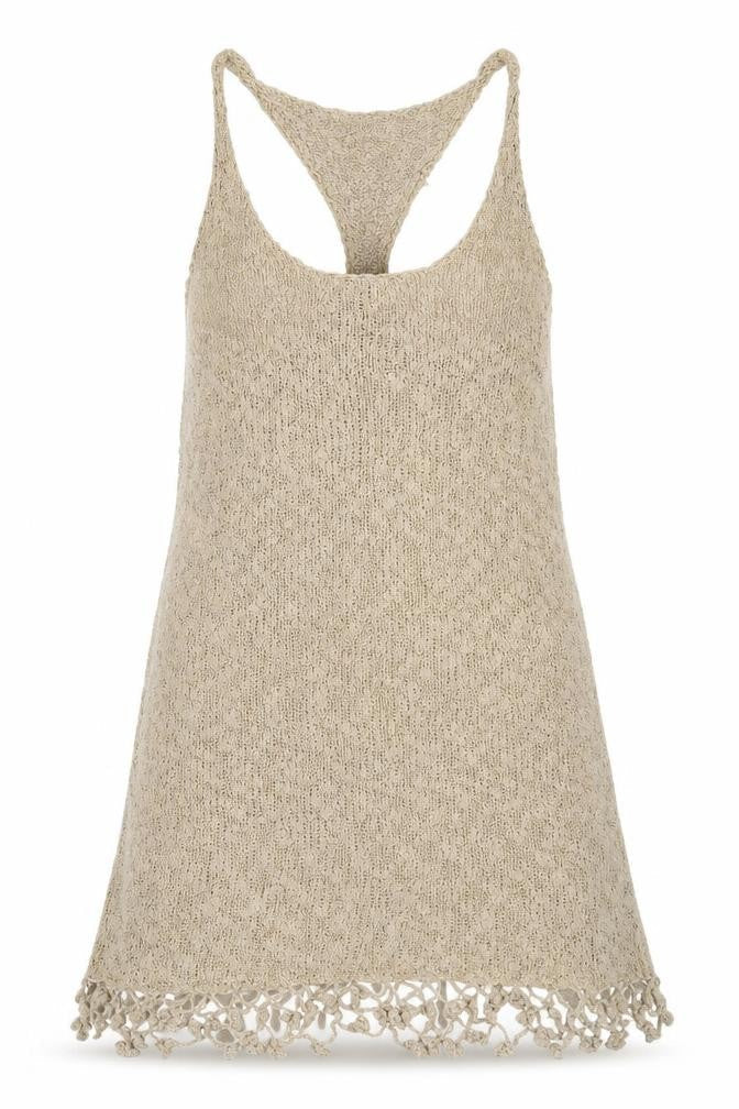 Indian Blue Womens Beige   Basic Tank One Size