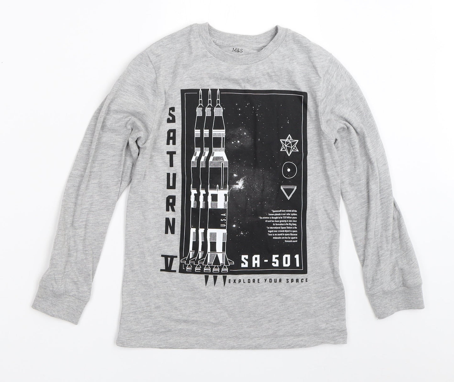 Marks and Spencer Boys Grey   Basic T-Shirt Size 7-8 Years