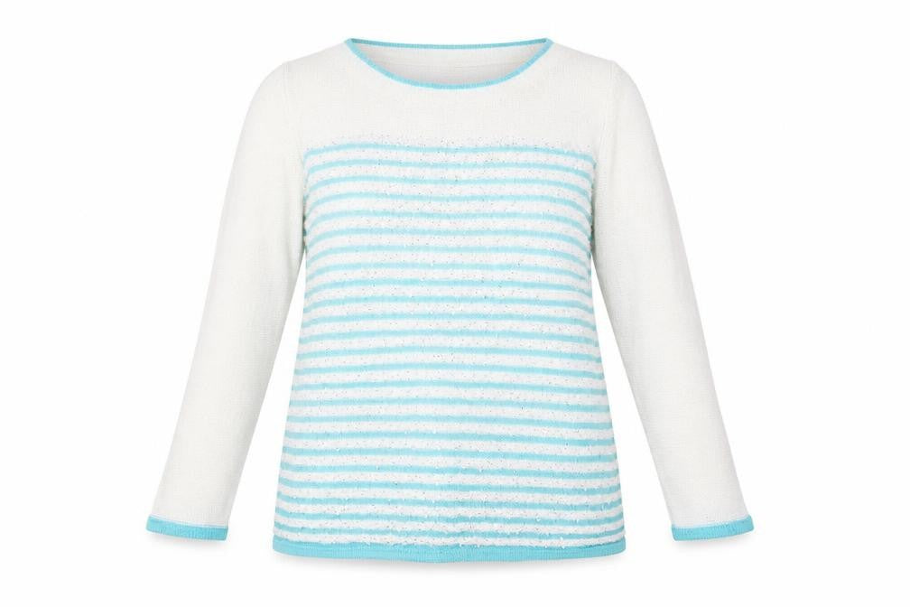 Preworn Womens White Striped  Pullover Sweatshirt Size M