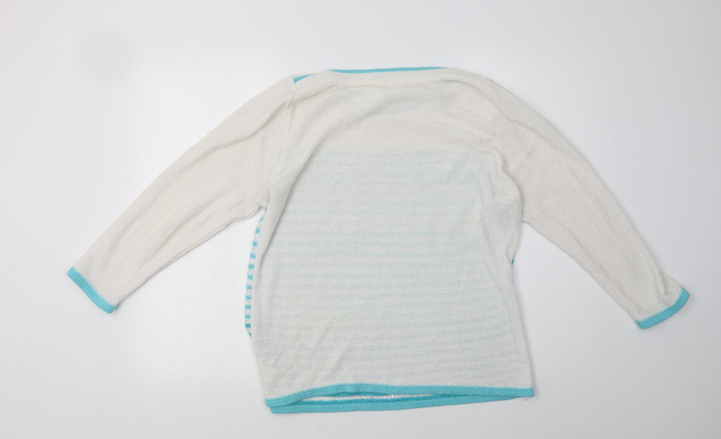Preworn Womens White Striped  Pullover Sweatshirt Size M