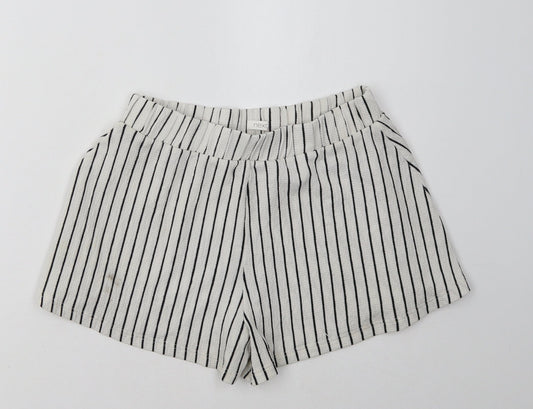 NEXT Girls White Striped  Paperbag Shorts Size 7 Years