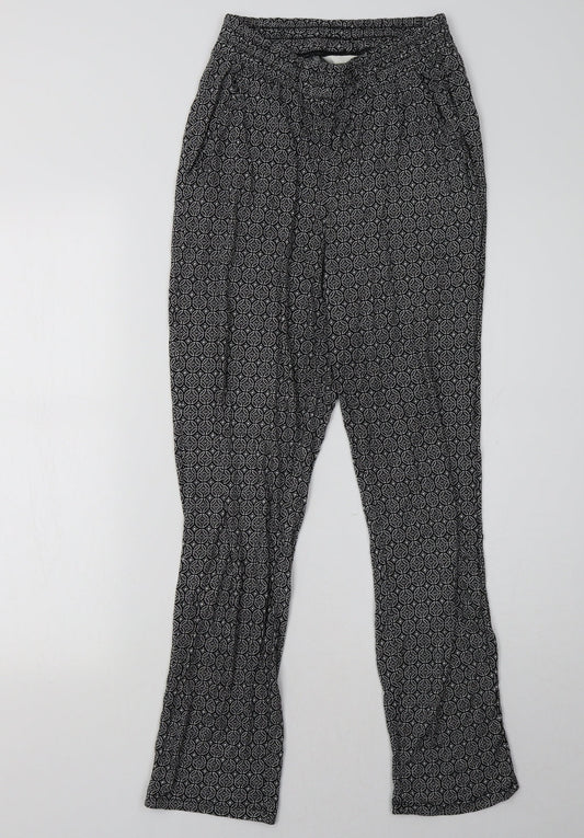 H&M Womens Black Geometric  Trousers  Size XS L30 in