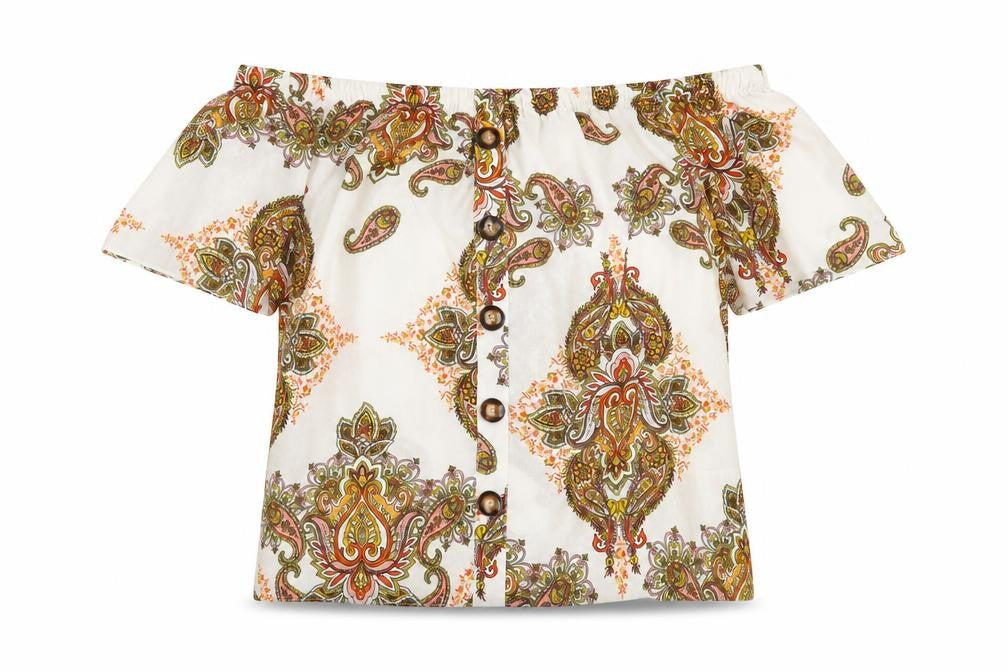 F&F Womens White Paisley  Basic Blouse Size 12