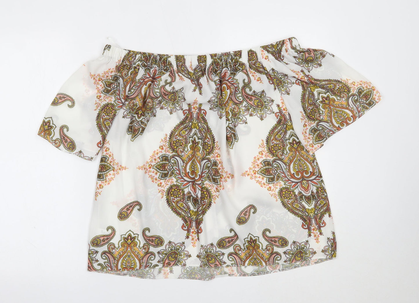 F&F Womens White Paisley  Basic Blouse Size 12