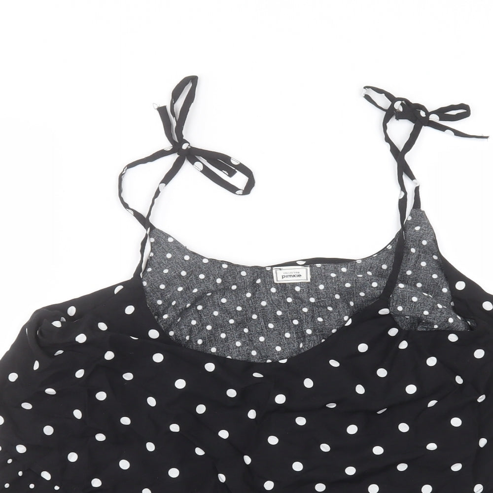 Pimkie Womens Black Polka Dot  Basic Blouse Size 10