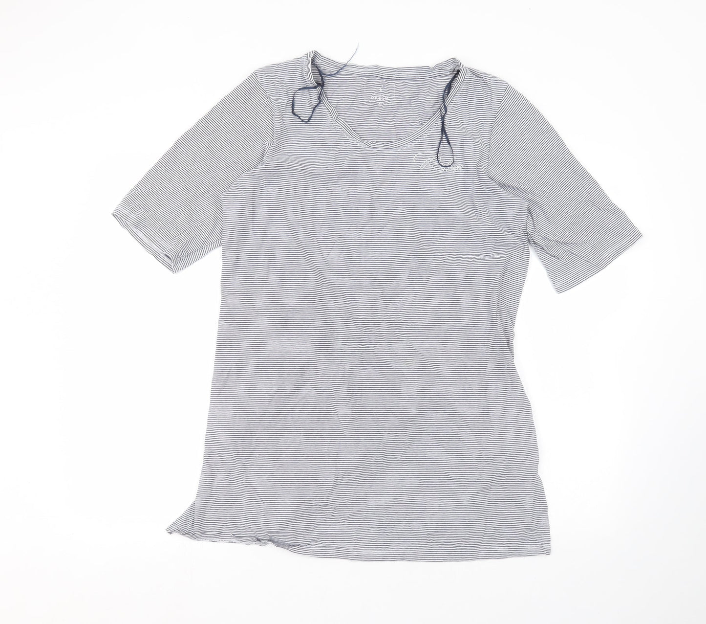Matalan Womens White Striped  Basic T-Shirt Size M