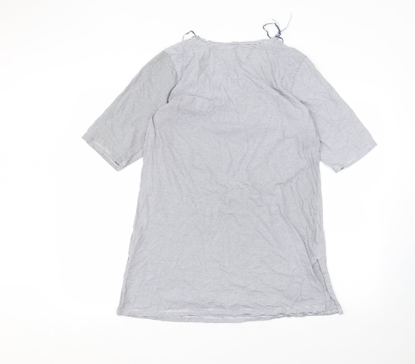 Matalan Womens White Striped  Basic T-Shirt Size M