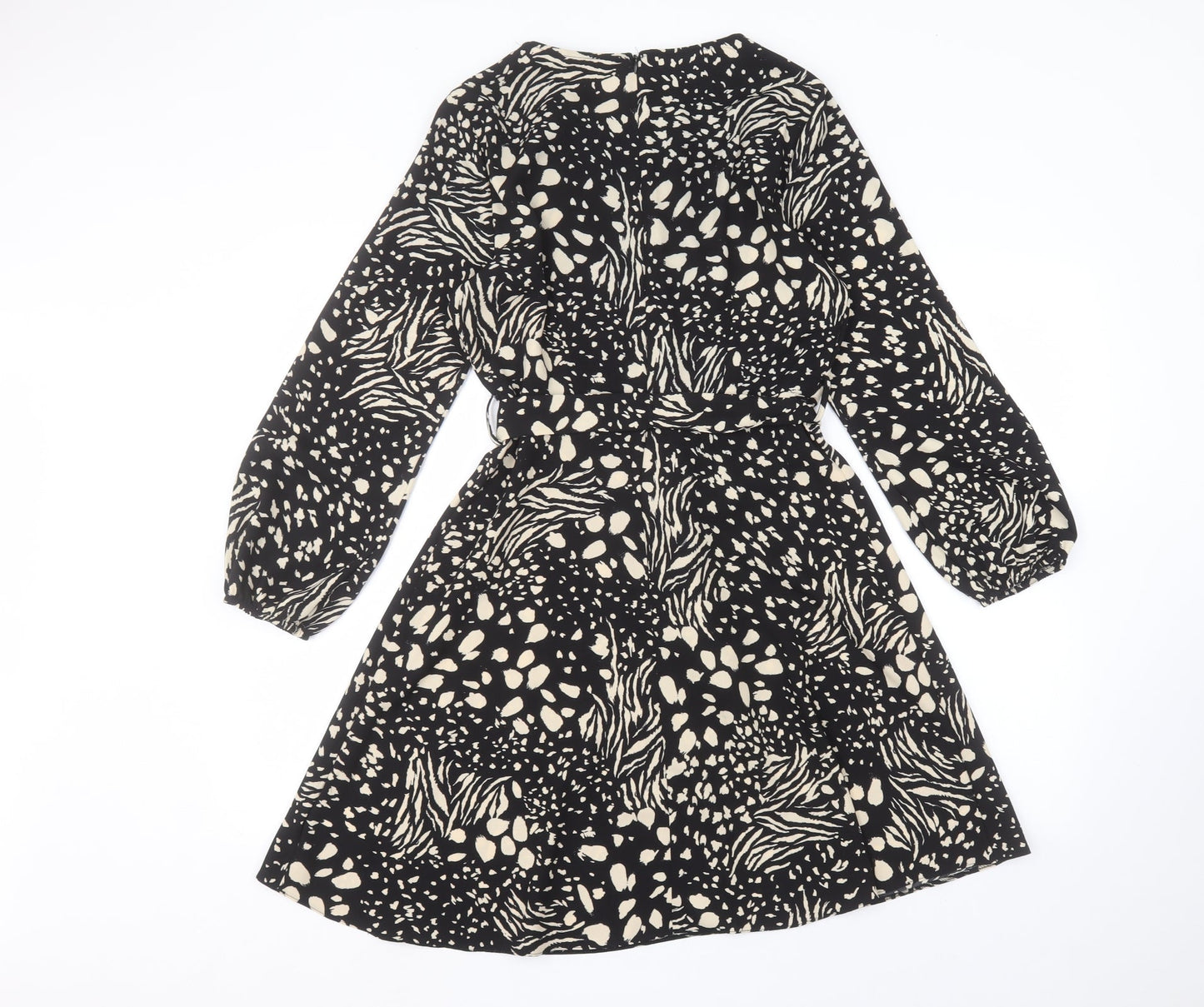 Dorothy Perkins Womens Black Animal Print  A-Line  Size 10