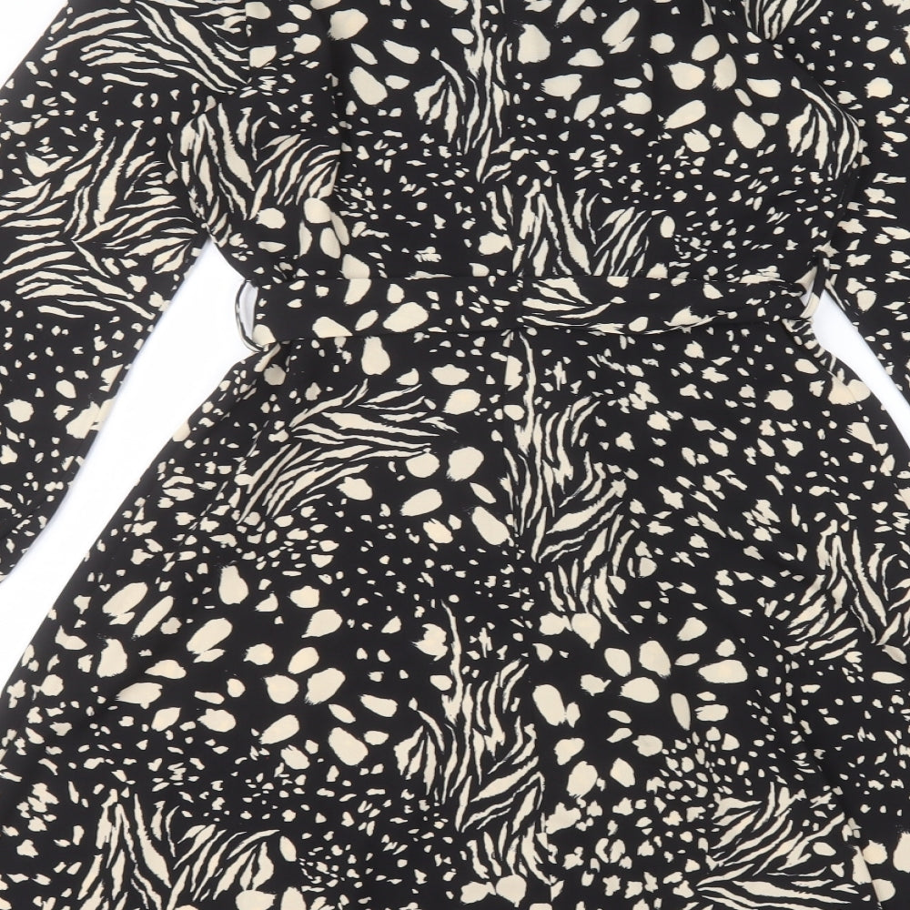 Dorothy Perkins Womens Black Animal Print  A-Line  Size 10