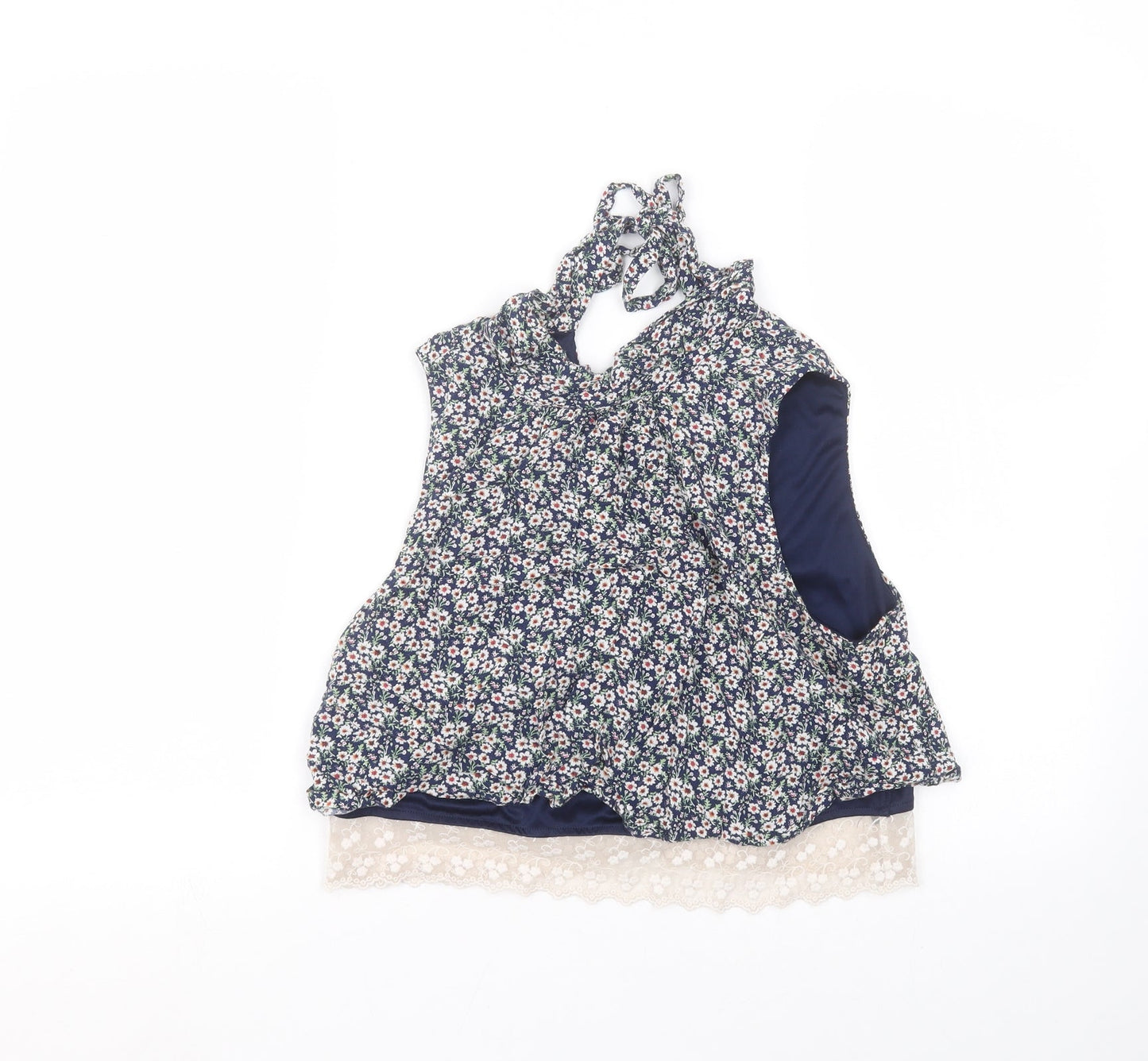 FOREVER 21 Womens Blue Floral  Basic Blouse Size M