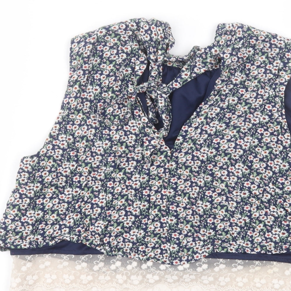 FOREVER 21 Womens Blue Floral  Basic Blouse Size M