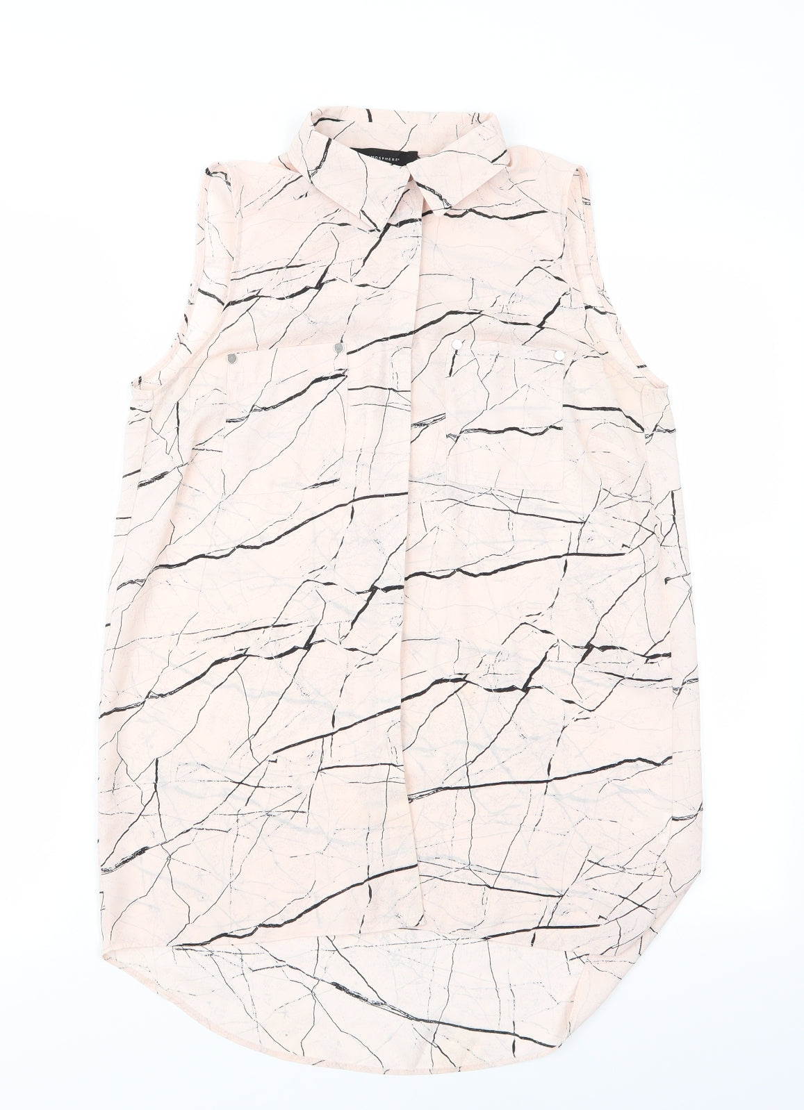 Atmosphere Womens Ivory Geometric  Basic Button-Up Size 10  - Abstract black print