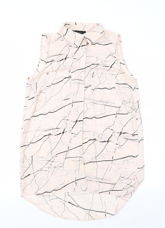 Atmosphere Womens Ivory Geometric  Basic Button-Up Size 10  - Abstract black print