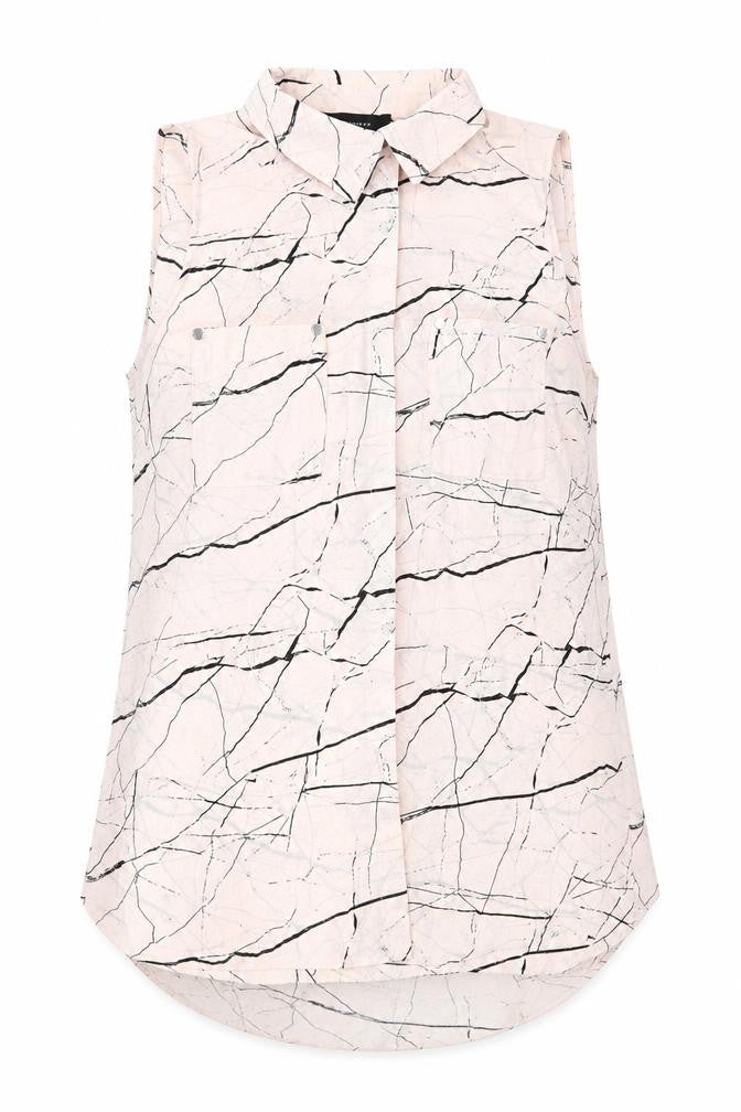 Atmosphere Womens Ivory Geometric  Basic Button-Up Size 10  - Abstract black print