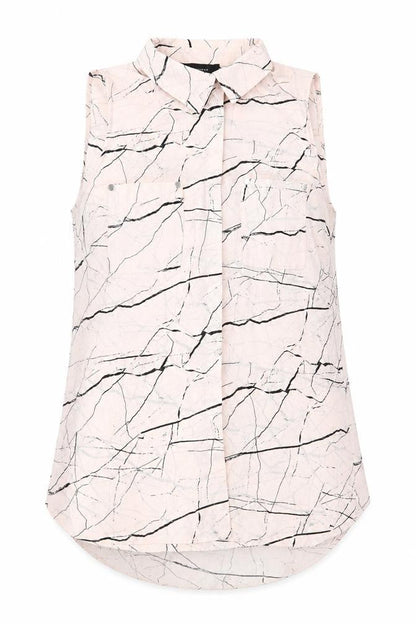 Atmosphere Womens Ivory Geometric  Basic Button-Up Size 10  - Abstract black print