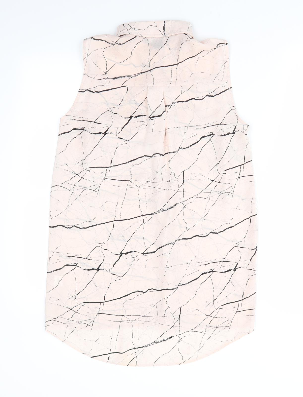 Atmosphere Womens Ivory Geometric  Basic Button-Up Size 10  - Abstract black print