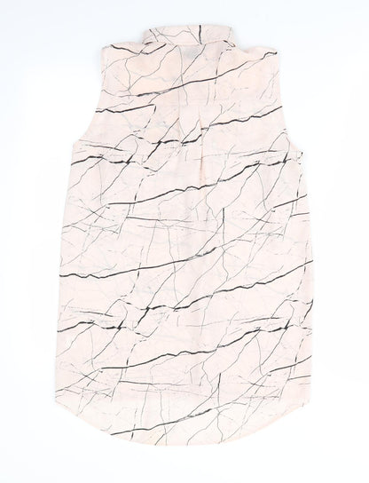 Atmosphere Womens Ivory Geometric  Basic Button-Up Size 10  - Abstract black print
