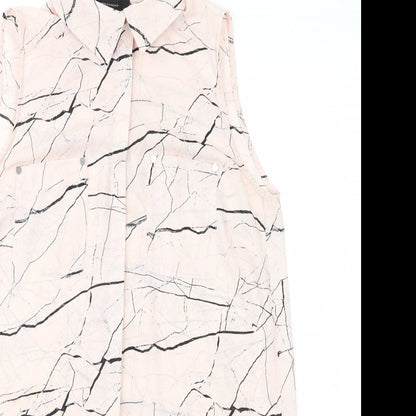 Atmosphere Womens Ivory Geometric  Basic Button-Up Size 10  - Abstract black print