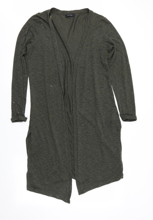 New Look Womens Green V-Neck  Polyester Cardigan Jumper Size 14   - Longline Cardigan Side Vented Black Fleck