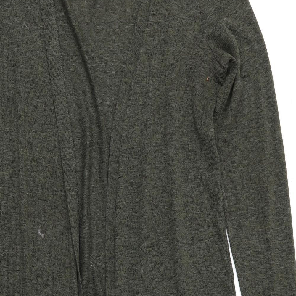New Look Womens Green V-Neck  Polyester Cardigan Jumper Size 14   - Longline Cardigan Side Vented Black Fleck