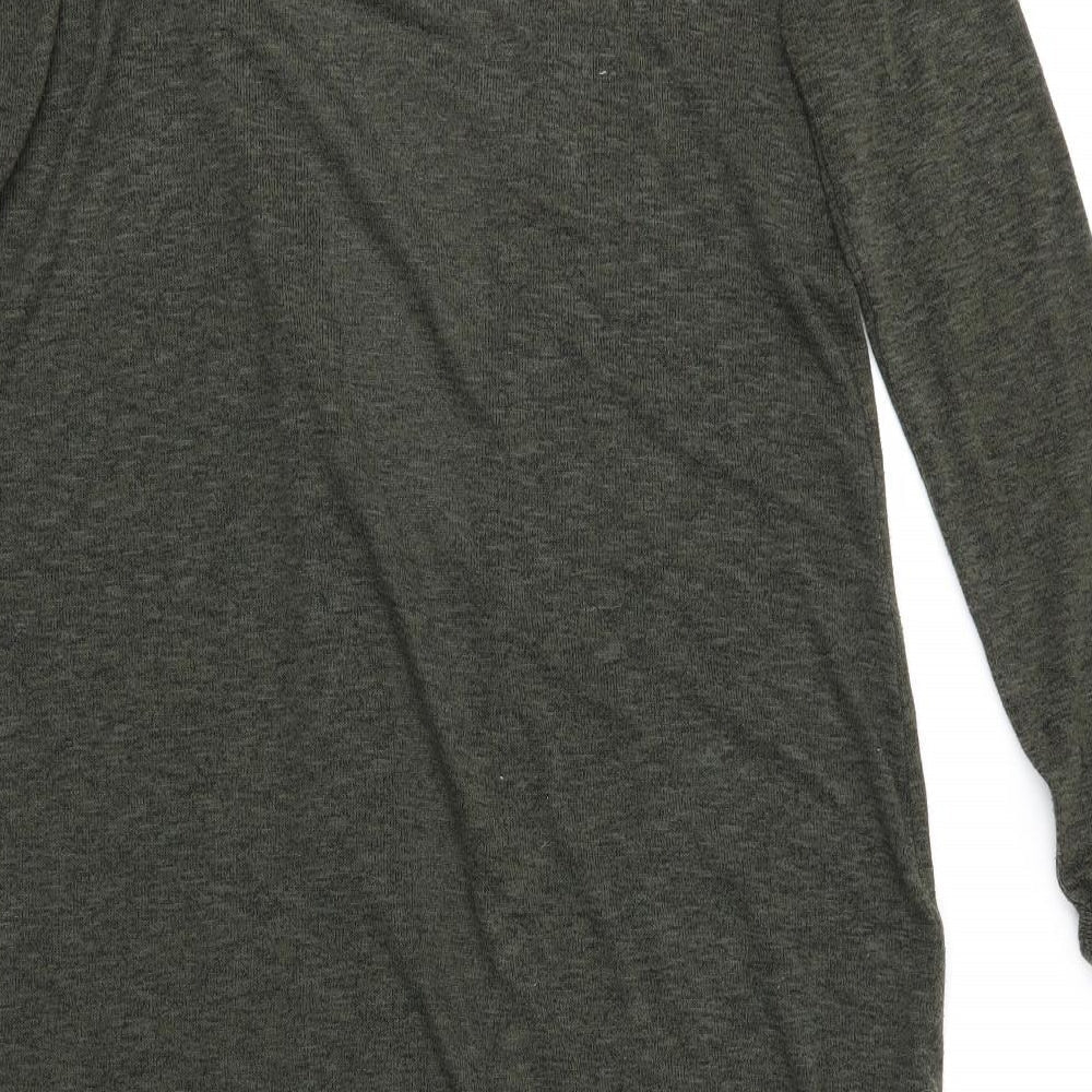 New Look Womens Green V-Neck  Polyester Cardigan Jumper Size 14   - Longline Cardigan Side Vented Black Fleck