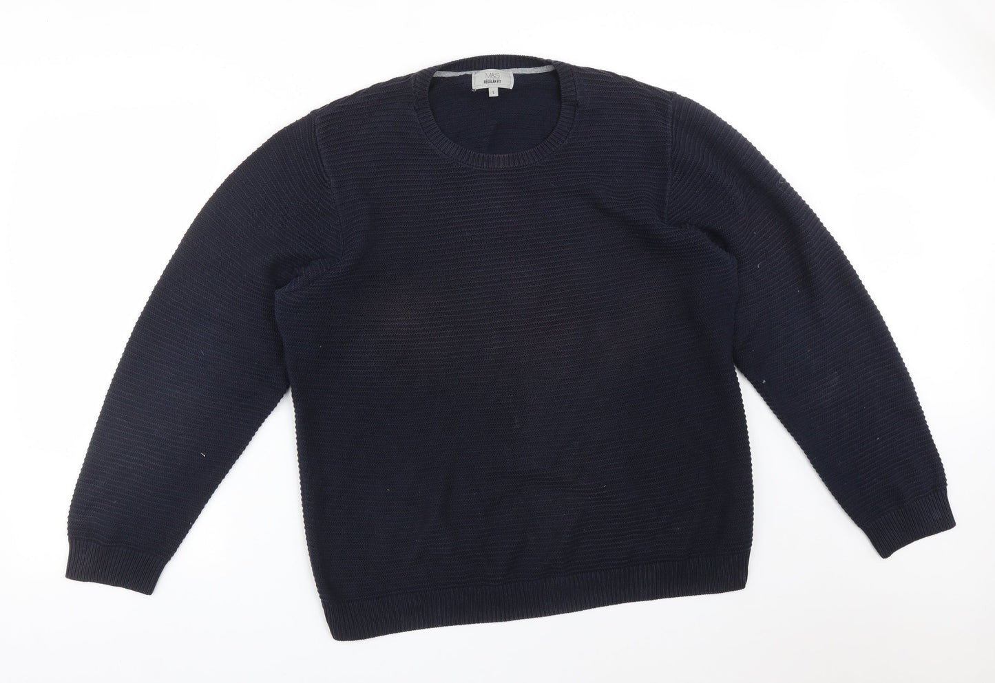 M&S Mens Blue Striped  Pullover Sweatshirt Size L