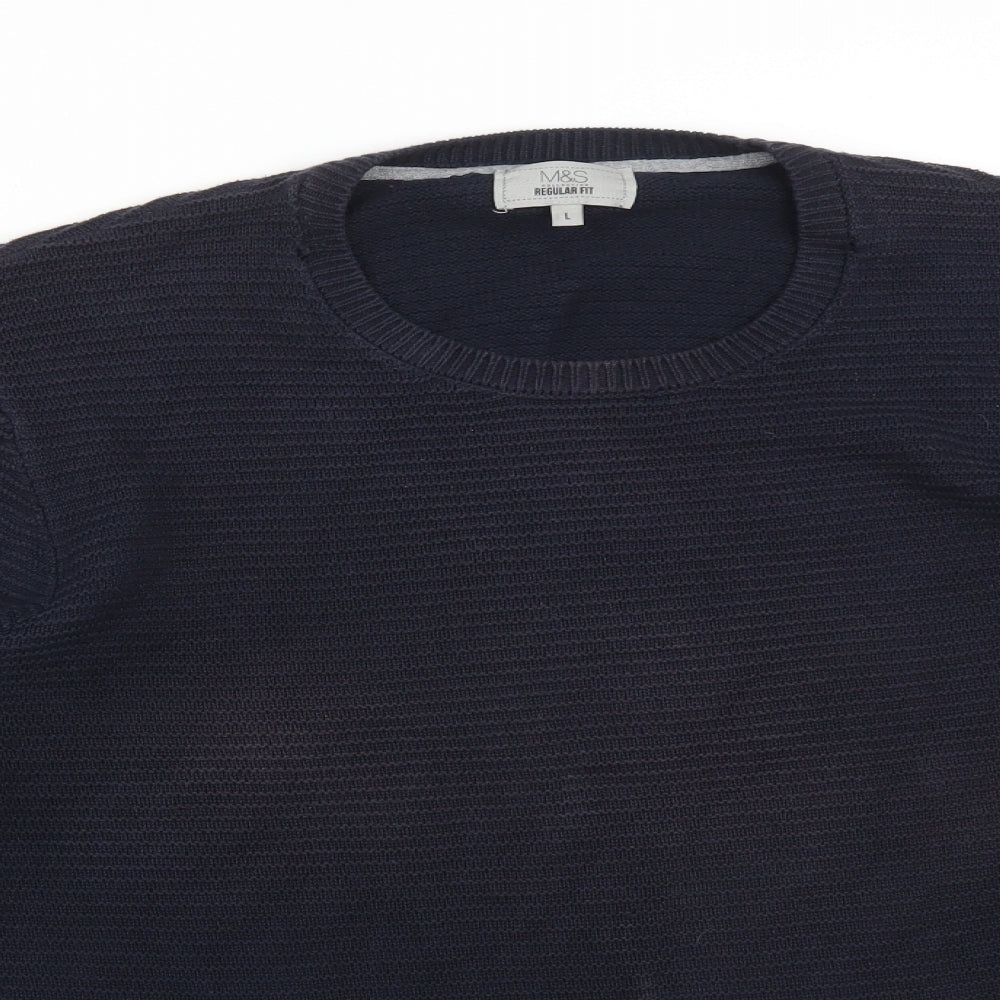 M&S Mens Blue Striped  Pullover Sweatshirt Size L