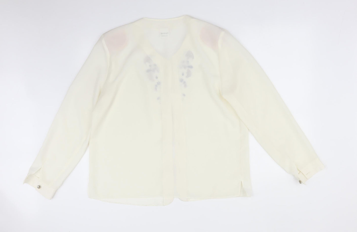 FOSBY Womens White Floral  Basic Blouse Size 16