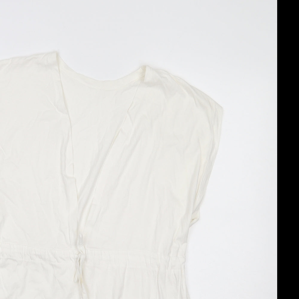 Resort Womens White Floral  Tunic Blouse Size 12