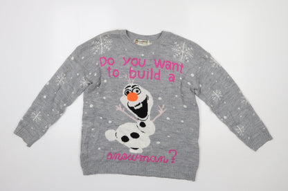 Preloved Harmony Collection Womens Grey   Pullover Jumper Size L  - Snowman - Front