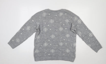 Preloved Harmony Collection Womens Grey   Pullover Jumper Size L  - Snowman - Back
