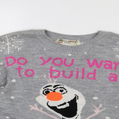 Preloved Harmony Collection Womens Grey   Pullover Jumper Size L  - Snowman - Detail