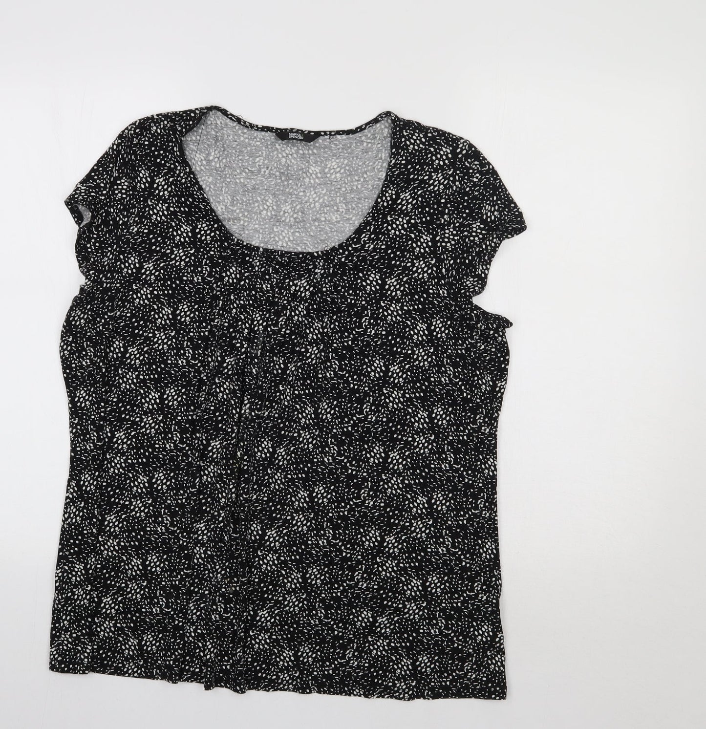 M&S Womens Black Geometric  Basic Blouse Size 18