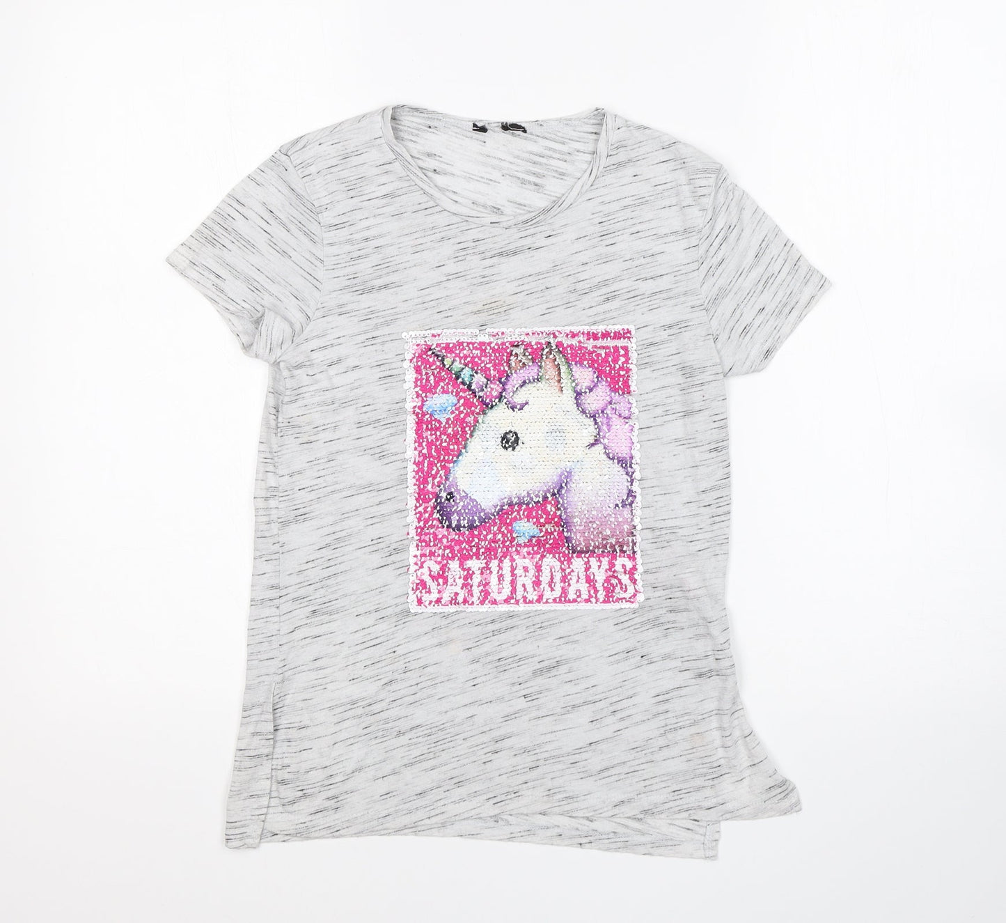 YD Girls Grey   Basic T-Shirt Size 9-10 Years