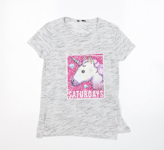 YD Girls Grey   Basic T-Shirt Size 9-10 Years